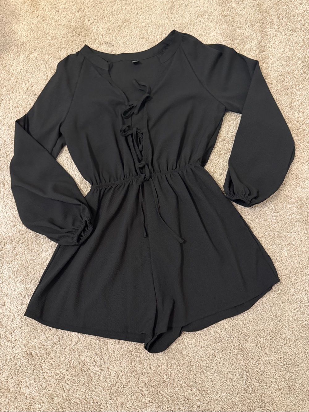 SHEIN Long-Sleeve Tie-Front Romper, Small!